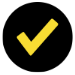Icon showing a yellow checkmark on a black background